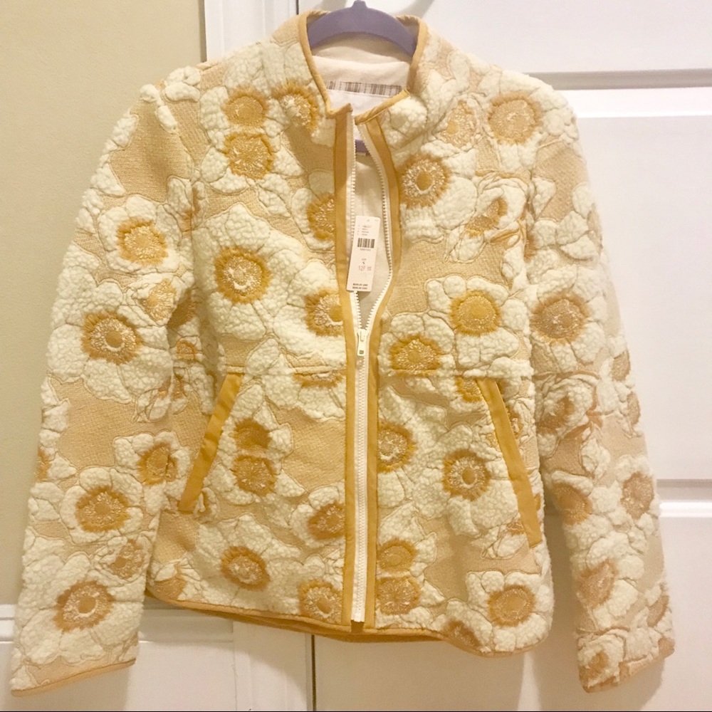 Anthropologie tilly embroidered sherpa jacket NWT